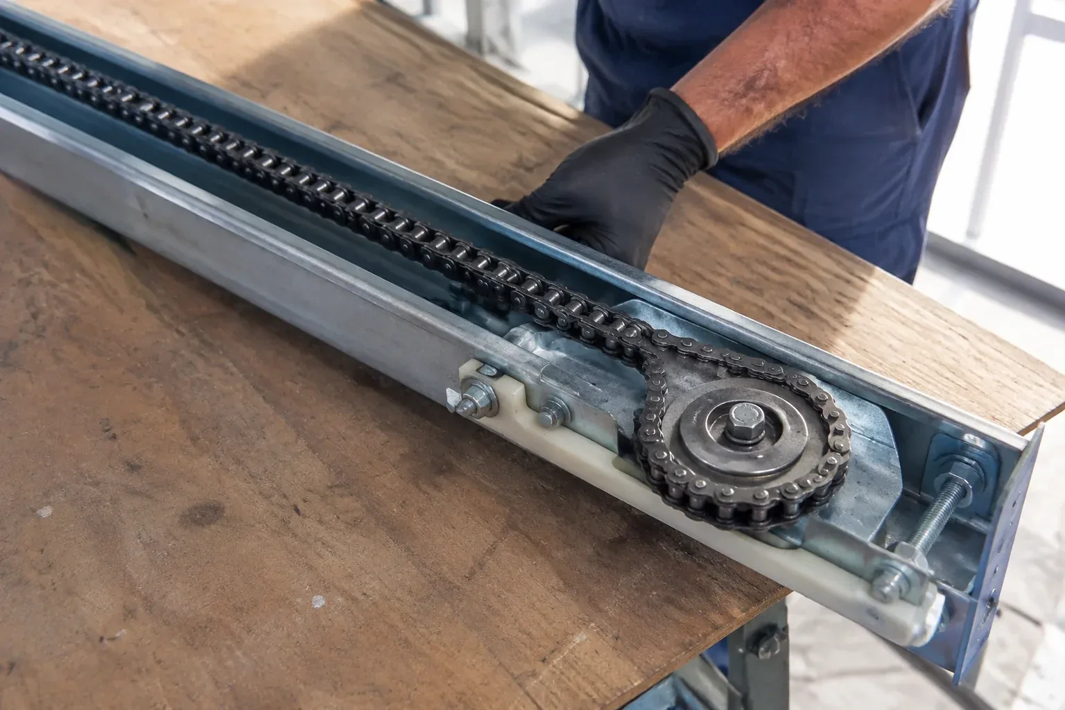 Illustrative garage doors scene; not an actual job — Chain-Drive Opener Repair, Fort Erie